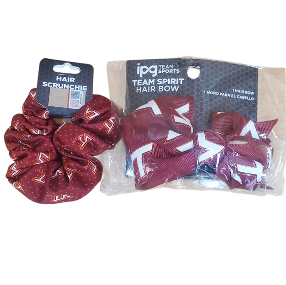 Team Spirit Accessories - Maroon Virginia Tech Hair Scrunchie and Bow Set. NWT.